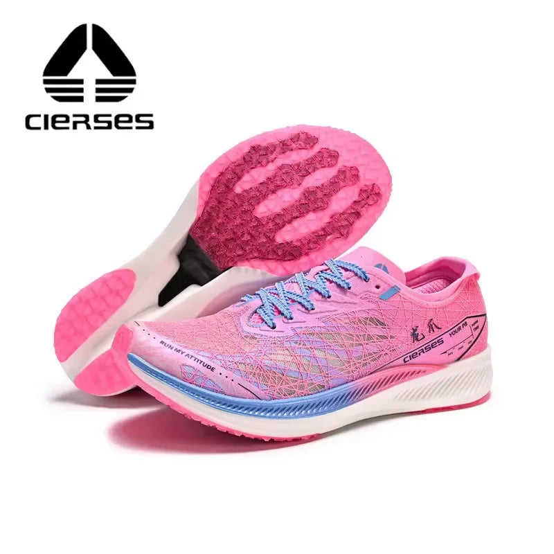 CIERSES Nylon Carbon Plate Running Shoes Shock Absorption Ultra-light Sports Shoes Rebound Technology Outdoor Men Sneakers