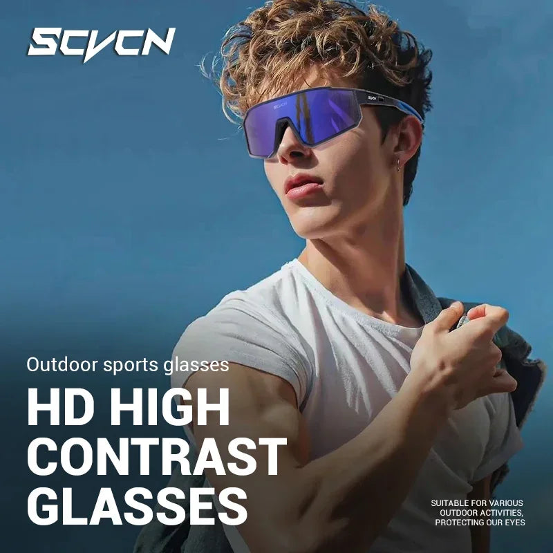 SCVCN New Cycling Glasses for Men Women Fashion Outdoor Sport Protective Glasses Mountain Bike Cycling Sunglasses Hiking UV400