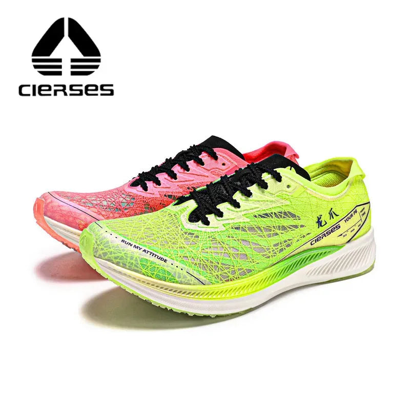 CIERSES Nylon Carbon Plate Running Shoes Shock Absorption Ultra-light Sports Shoes Rebound Technology Outdoor Men Sneakers