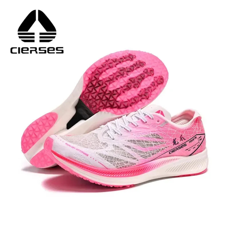 CIERSES Nylon Carbon Plate Running Shoes Shock Absorption Ultra-light Sports Shoes Rebound Technology Outdoor Men Sneakers