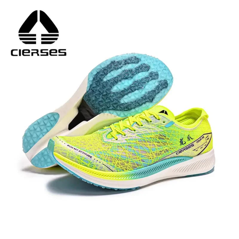 CIERSES Nylon Carbon Plate Running Shoes Shock Absorption Ultra-light Sports Shoes Rebound Technology Outdoor Men Sneakers