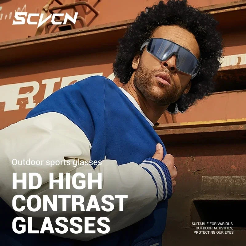 SCVCN New Cycling Glasses for Men Women Fashion Outdoor Sport Protective Glasses Mountain Bike Cycling Sunglasses Hiking UV400
