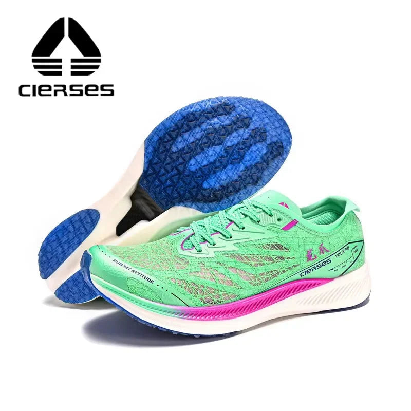 CIERSES Nylon Carbon Plate Running Shoes Shock Absorption Ultra-light Sports Shoes Rebound Technology Outdoor Men Sneakers